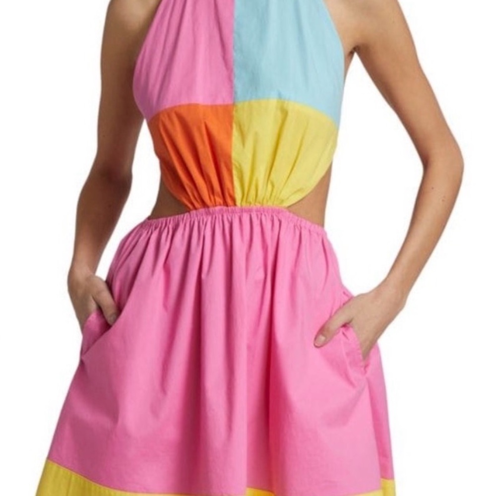 Staud Colorblock Pink Summer Dress - Picture 8 of 12